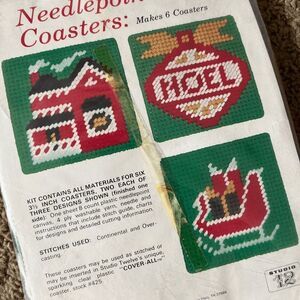VTG 1981 Needlepoint Coasters Holiday Kit Studio Twelve Sealed Makes 6